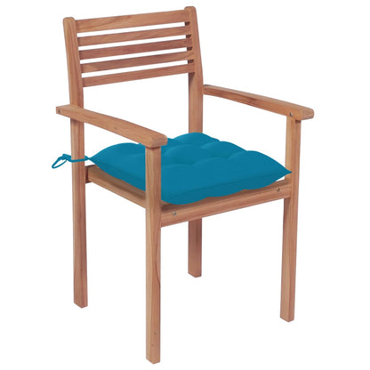 Patio Chair Set of 2 Light Blue, Natural Teak
