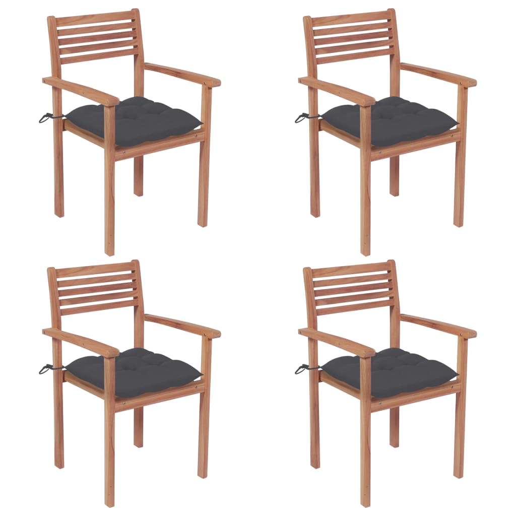 Garden Chair Set of 4 Teak Stackable Garden Chairs