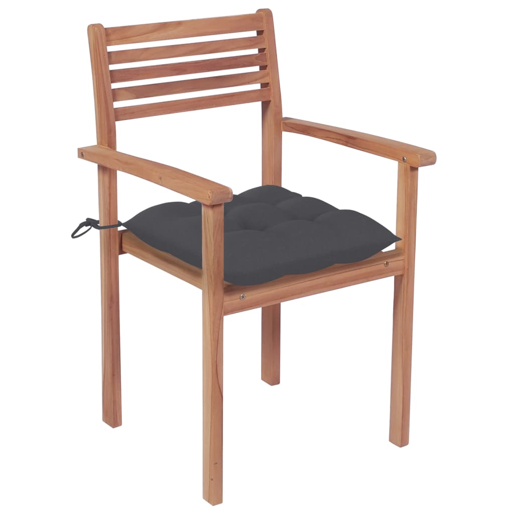 Garden Chair Set of 4 Teak Stackable Garden Chairs