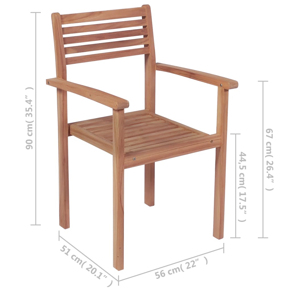 Garden Chair Set of 4 Teak Stackable Garden Chairs