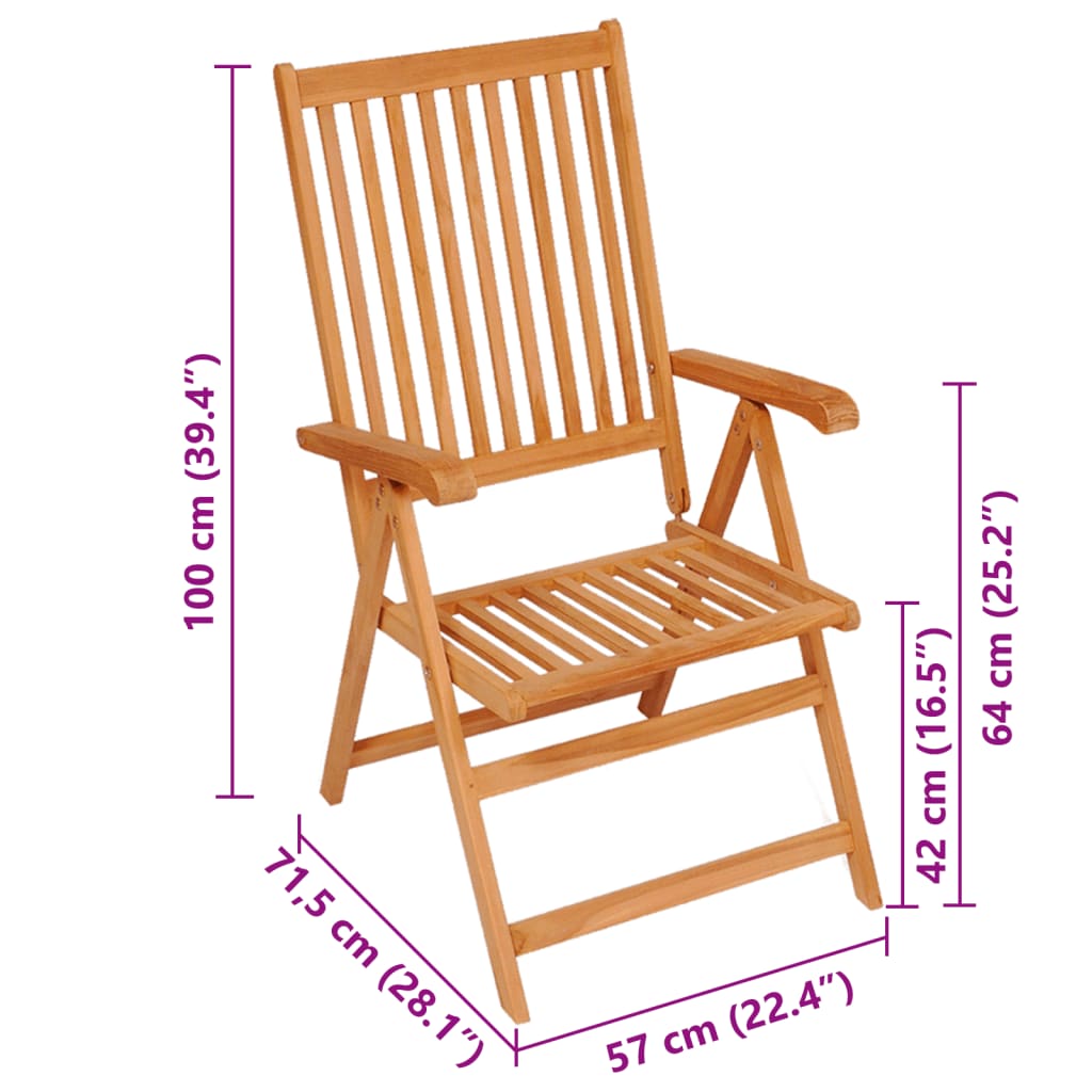 Garden Chair Set of 2 Teak Sanded teak hardwood, Fabric Standard