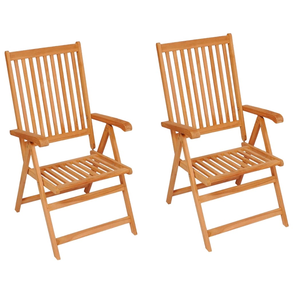 Garden Chair Set of 2 Teak brown, Black cushions