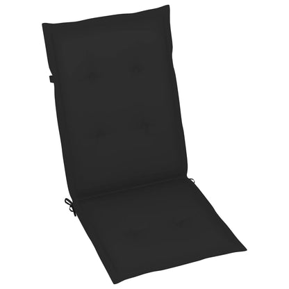 Garden Chair Set of 2 Teak brown, Black cushions