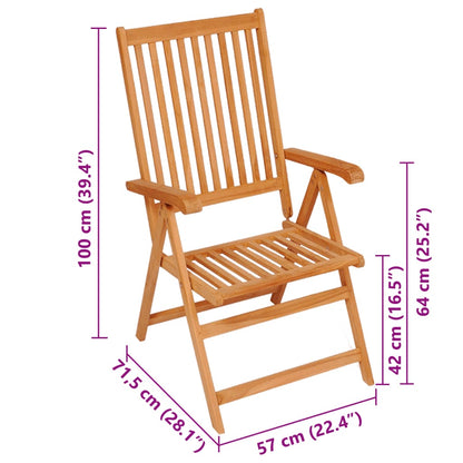 Garden Chair Set of 2 Teak brown, Black cushions
