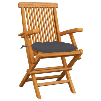 Garden Chair Set of 3 Charcoal cushions, teak wood frame