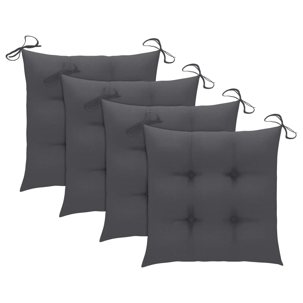 Garden Chair Set of 3 Charcoal cushions, teak wood frame