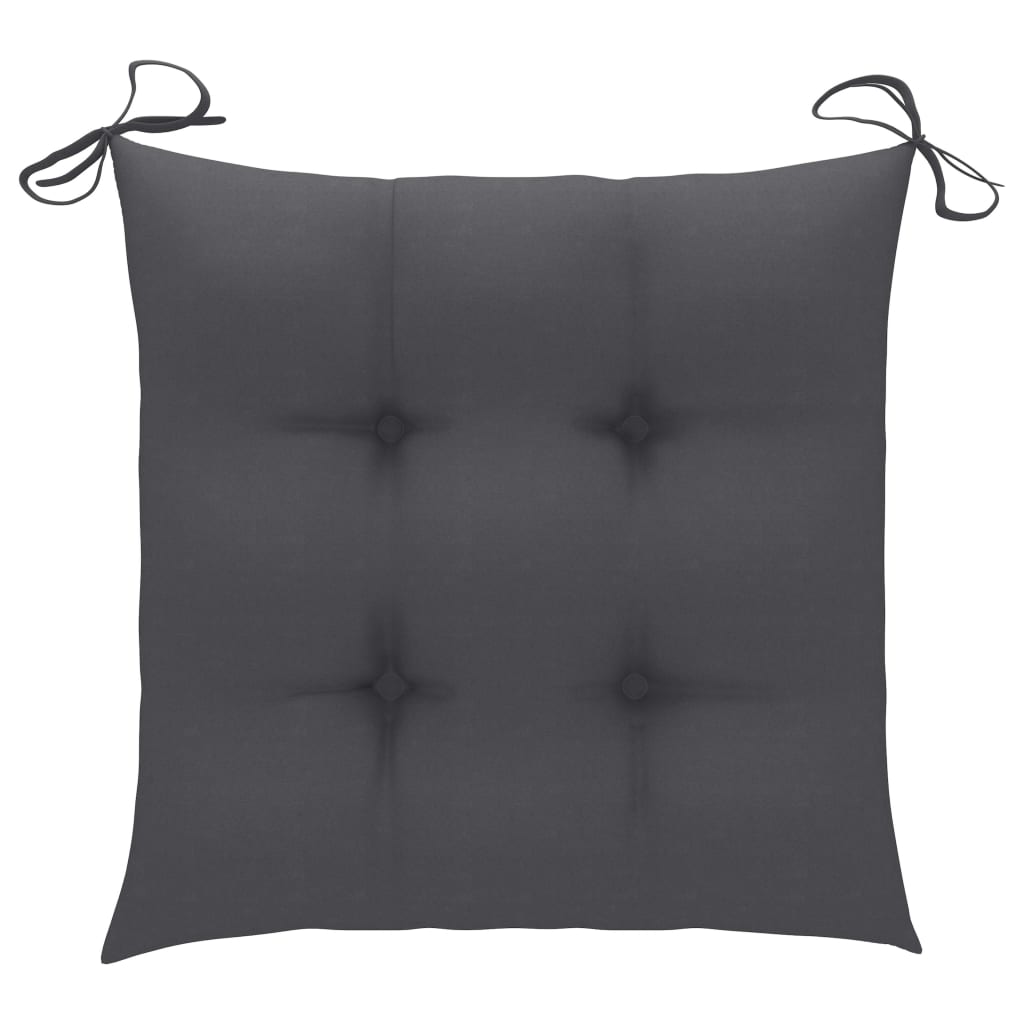 Garden Chair Set of 3 Charcoal cushions, teak wood frame