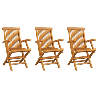 Garden Chair Set of 3 Teak, Grey Solid Teak wood, Polyester