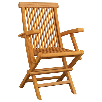 Garden Chair Set of 3 Teak, Grey Solid Teak wood, Polyester