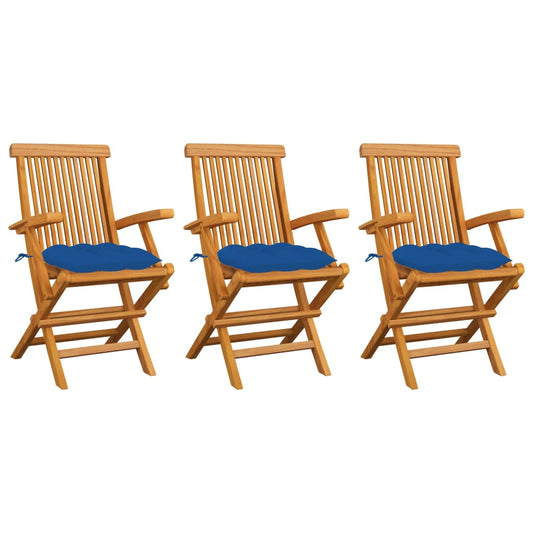 Patio Chair Set of 3 Teak Teak Wood, Polyester Standard