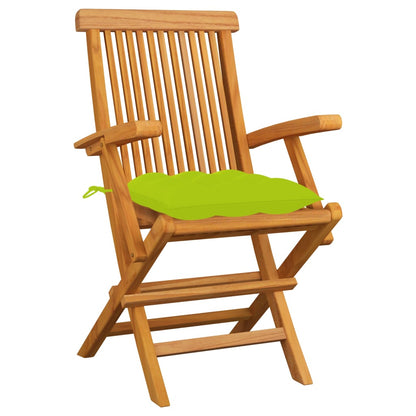 Patio Chair Set of 6 Bright green cushions, teak