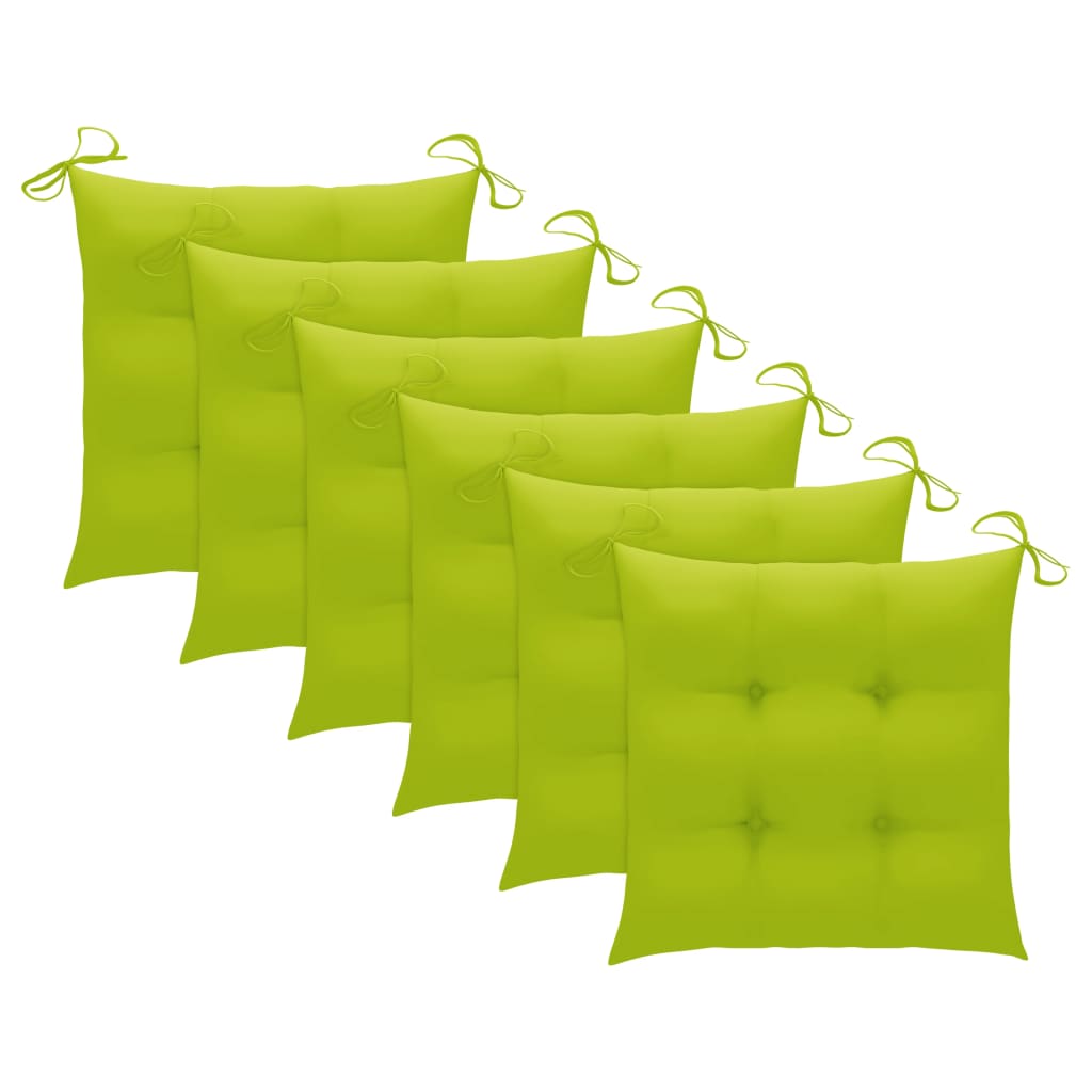 Patio Chair Set of 6 Bright green cushions, teak