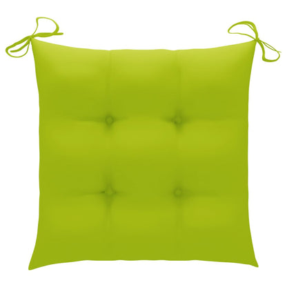 Patio Chair Set of 6 Bright green cushions, teak
