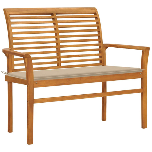 Garden Bench Beige Solid Teak wood 44.1 in Durable Garden Bench