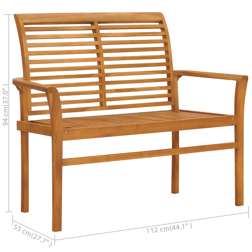 Garden Bench Teak Wood, Red Cushion