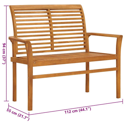 Garden Bench Natural wood, Black cushion Teak wood, Polyester