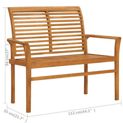 Patio Bench Natural wood, bright green cushion Smooth teak hardwood