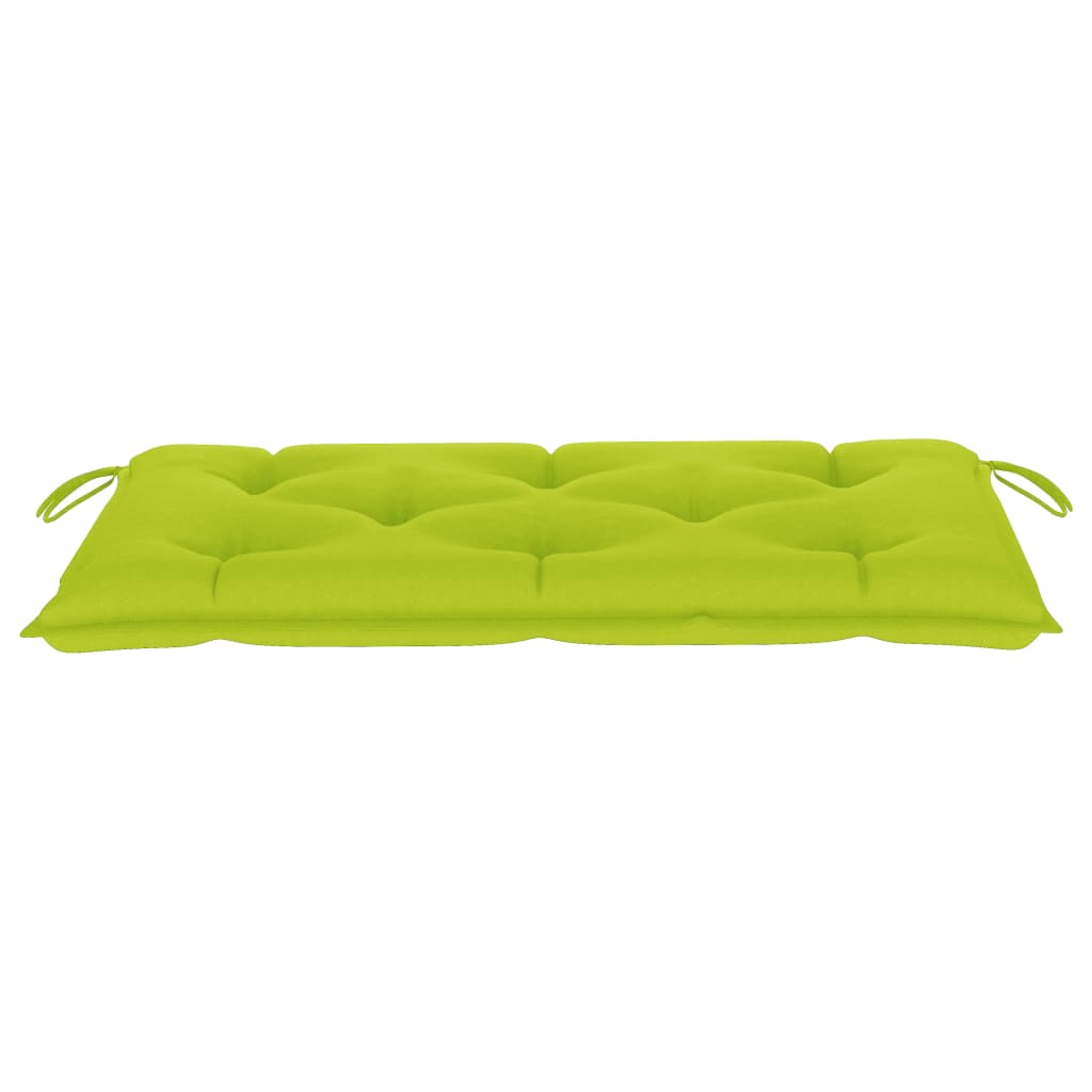 Patio Bench Natural wood, bright green cushion Smooth teak hardwood