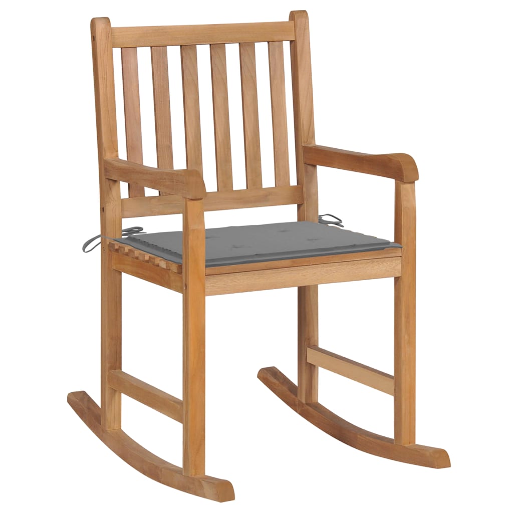 Rocking Chair Natural wood, Grey cushion