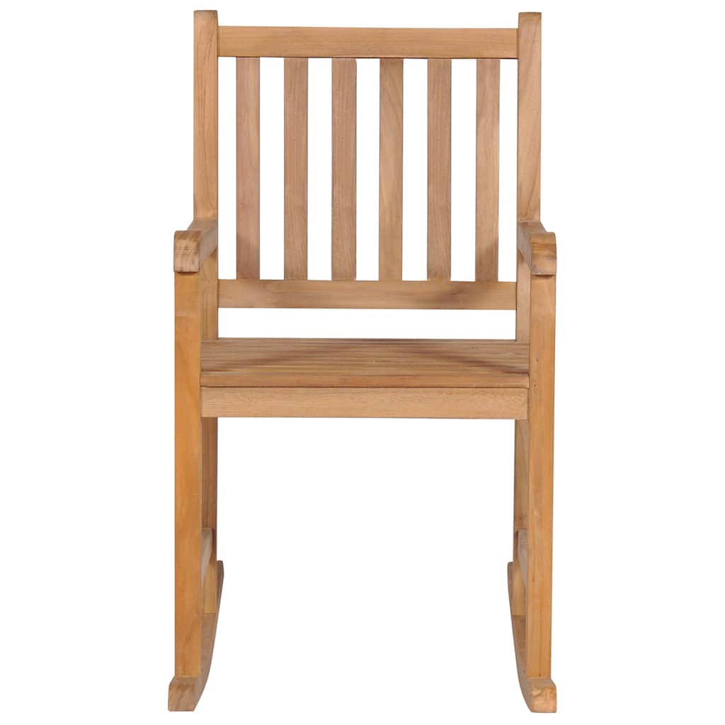 Rocking Chair Beige Solid Teak Wood Standard Rocking Chair