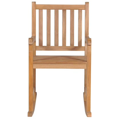 Rocking Chair Beige Solid Teak Wood Standard Rocking Chair