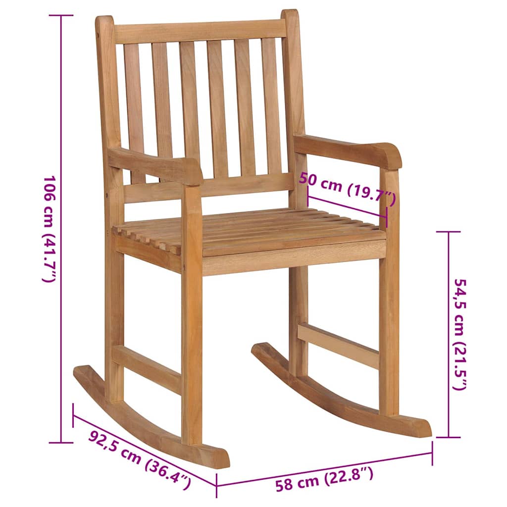 Rocking Chair Beige Solid Teak Wood Standard Rocking Chair