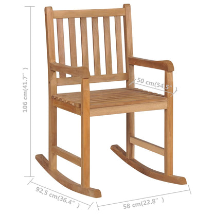 Rocking Chair Natural Teak, Green Cushion