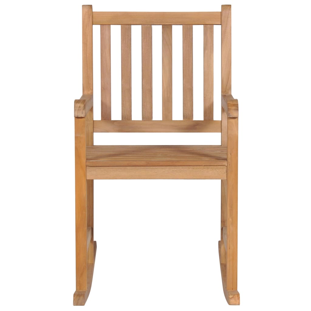 Rocking Chair Beige, Natural Teak Teak Wood, 100% Polyester Medium