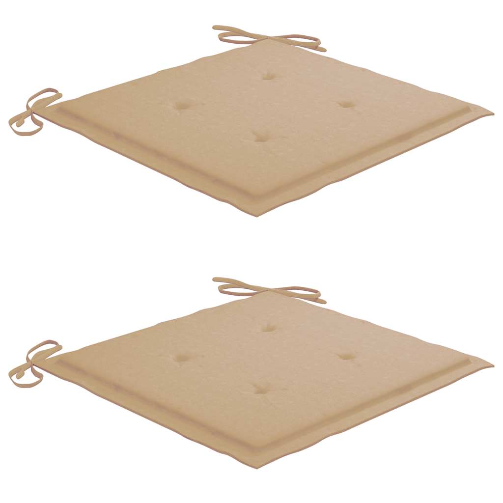 Garden Chair Set of 2 Beige Fine sanded teak and polyester Medium