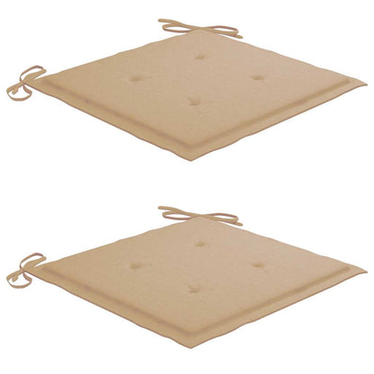 Garden Chair Set of 2 Beige Fine sanded teak and polyester Medium