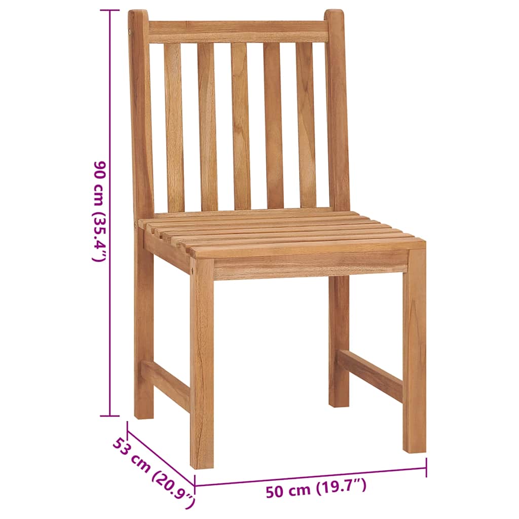 Garden Chair Set of 2 Beige Fine sanded teak and polyester Medium
