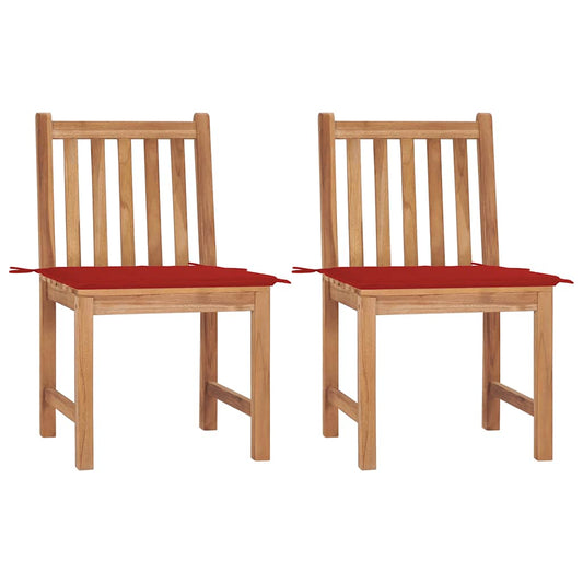Garden Chair Set of 2 Teak Brown Solid Teak Wood Standard