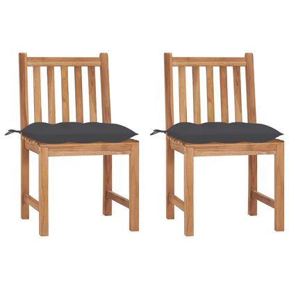 Garden Chair Set of 2 Teak Solid Teak Wood, 100% Polyester Medium