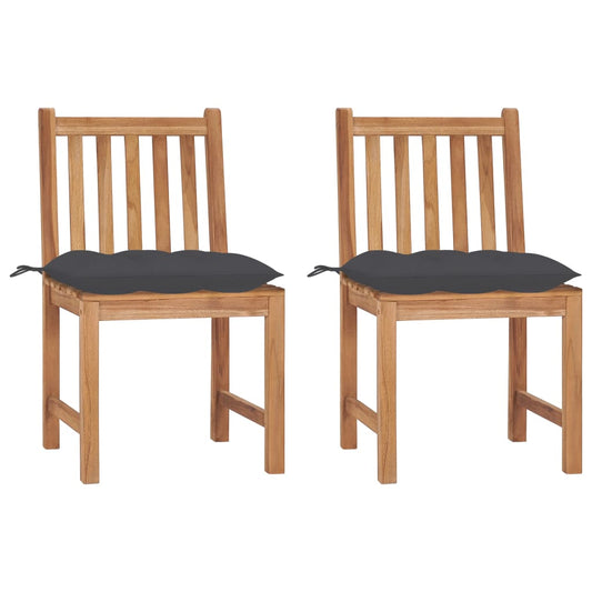 Garden Chair Set of 2 Teak Solid Teak Wood, 100% Polyester Medium