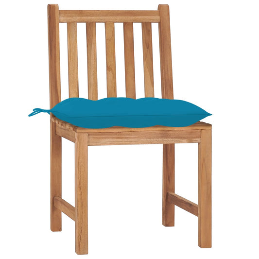 Patio Chair Set of 2 Light blue cushion, Teak wood frame