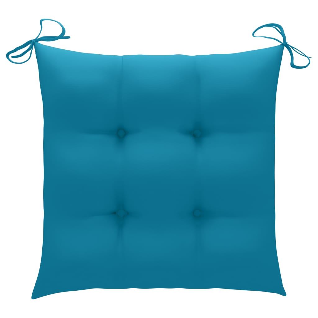 Patio Chair Set of 2 Light blue cushion, Teak wood frame