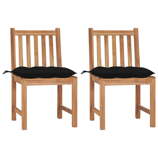 Patio Chair Set of 2 Teak Solid Teak Wood, Polyester Standard
