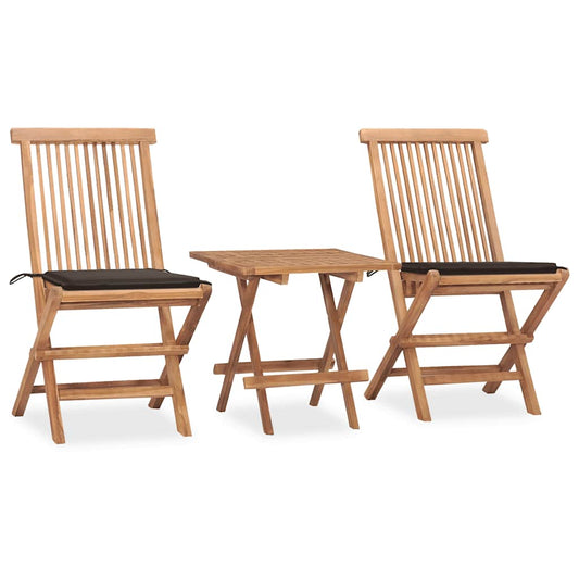 Patio Dining Set Set of 2 Teak, Taupe Teak Wood, Polyester