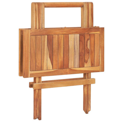 Bistro Set Anthracite Solid Teak wood Medium Foldable