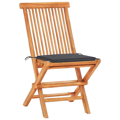 Bistro Set Anthracite Solid Teak wood Medium Foldable