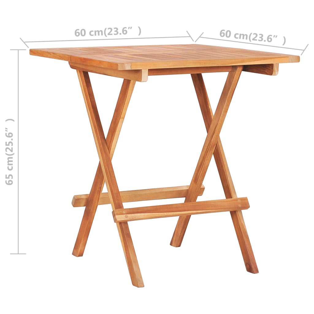 Bistro Set Set of 3 Teak wood Solid teak wood Foldable