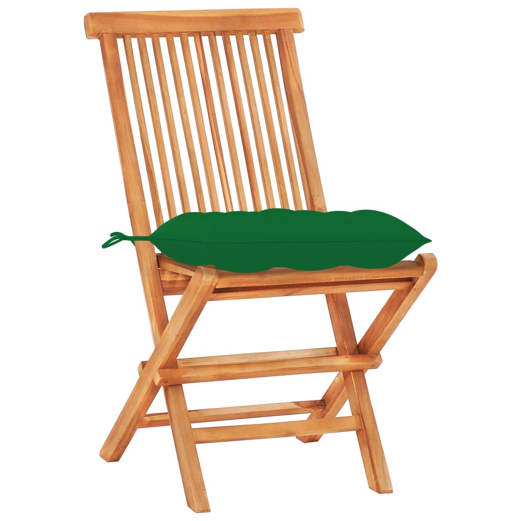 Bistro Set Set of 3 Green Teak wood 3 Piece Set Collapsible
