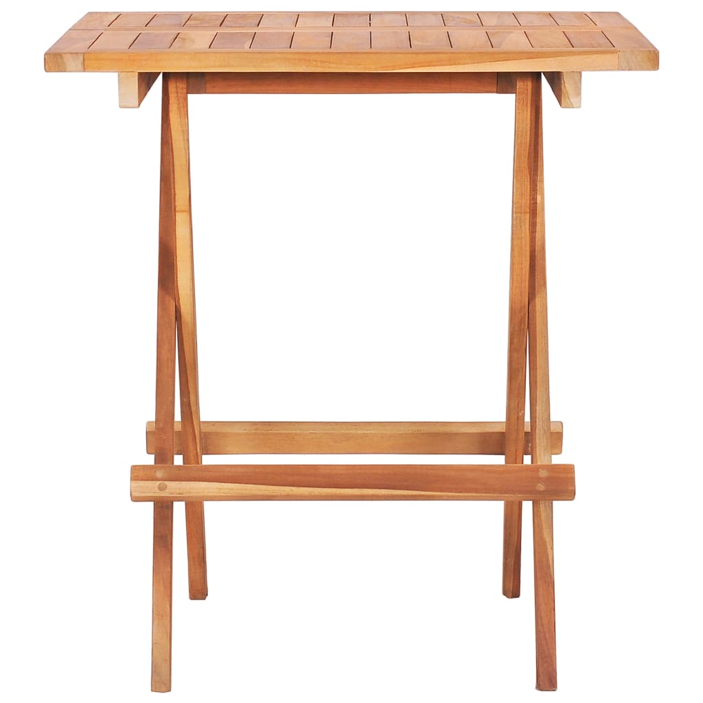 Bistro Set Set of 3 Natural Teak Solid Teak Wood and Polyester