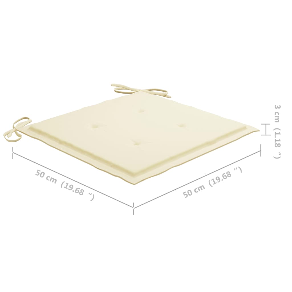 Patio Chairs 2 pcs with Cream Cushions Solid Teak Wood