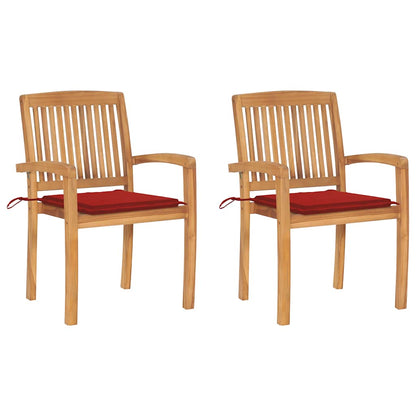 Garden Chair Set of 2 Natural wood, Red Teak wood, Polyester
