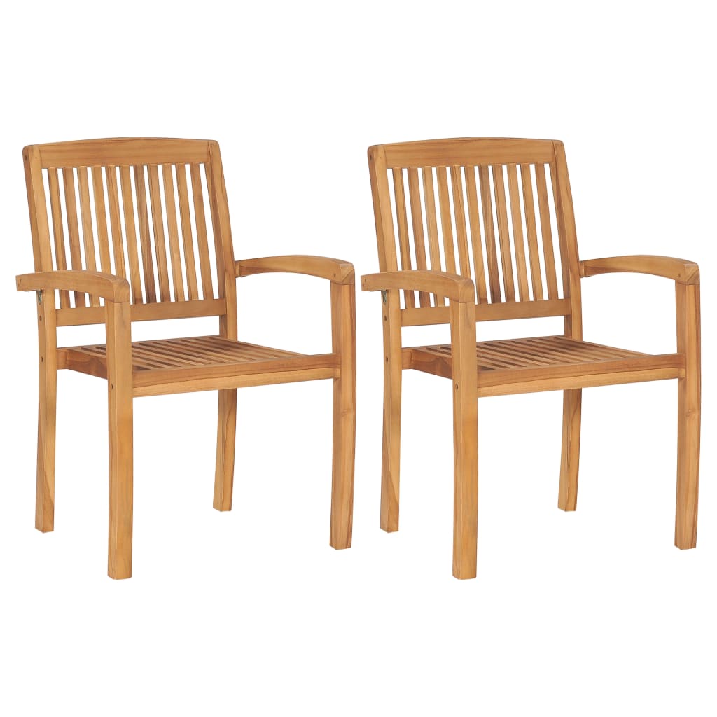 Patio Chairs 2 pcs with Cream White Cushions Solid Teak Wood