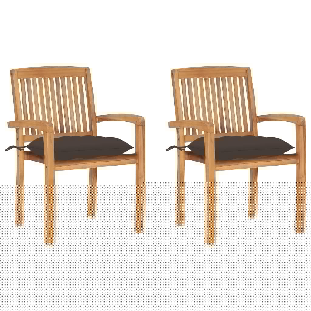 Patio Chair Set of 2 Taupe, Natural