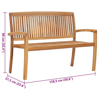 Garden Bench Teak Solid Teak wood 50.6 in Stackable