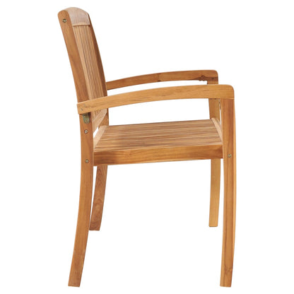 Stacking Patio Bench with Cushion 50.6" Solid Teak Wood