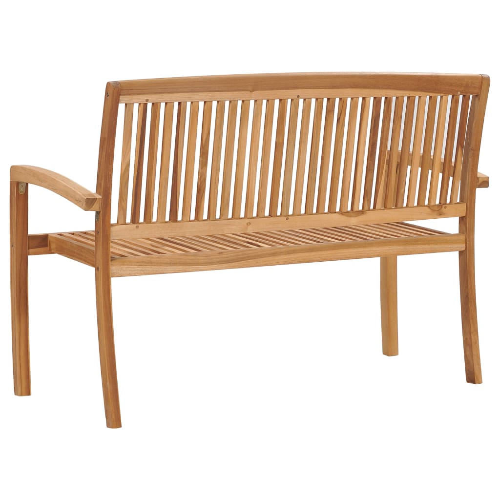 Stacking Patio Bench with Cushion 50.6" Solid Teak Wood